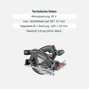 Feronerie electrica Metabo KS 18 LTX 57, 18V, pentru lemn, cu frana de siguranta - Img 3