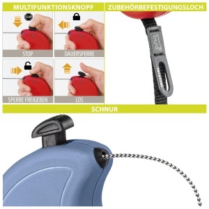 Ferplast Lesa Caini Flippy ONE Lesa Retractabila Caini Mici de pana la 8 kg Cablu extensibil max 3 m Buton unic de blocare si deblocare negru - Img 2
