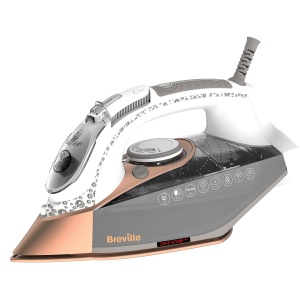 Fier de calcat cu abur Breville DiamondXpress | 2800 W | talpa multidirectionala din ceramica diamantata | Rezervor mare de apa de 400 ml | Auriu alb si roz [VIN420X]