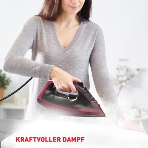 Fier de calcat cu abur Tefal FV2846 Express, 2400 W, control debit de abur 40 g/min, jet de abur 180 g/min, functie anti-picurare impotriva petelor de pe rufe, rezervor de apa de 270 ml, negru/rosu vin - Img 3