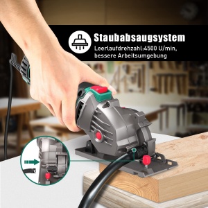 Fierastrau circular compact HYCHIKA 500W 4500RPM 3 lame incluse ideal pentru lemn metal si plastic - Img 7