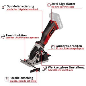 Fierastrau circular Einhell TE-CS 1889 Li Solo compact reglare fara unelte fara acumulator - Img 3