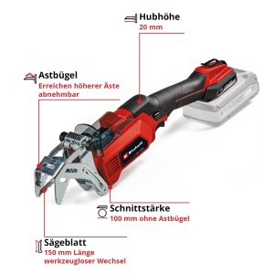 Fierastrau pentru ramuri Einhell GE-GS 18150 Li-Solo, 18V, 10 cm, 1 kg - Img 3