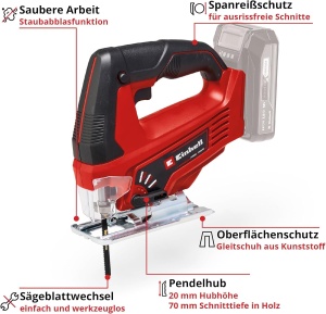 Fierastrau vertical Einhell TC-JS 18 Li 18V Pendelhub 25Ah cu accesorii - Img 3