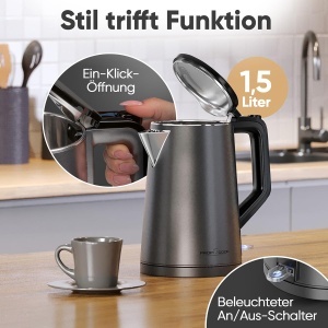 Fierbator apa ProfiCook PC WK 1290, 1.5L, 2200W, inox mat - Img 4