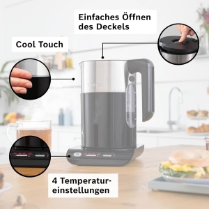 Fierbator de apa Bosch TWK8613P, 1.5 L, 2400 W, negru - Img 3