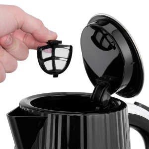 Fierbator Russell Hobbs [1,7L 2400W] Eden Black, accente din otel inoxidabil (filtru de var detasabil, deschidere capac prin simpla apasare a unui buton, indicator de nivel al apei, comutator luminos, fara BPA) Ceainic 27361-70 - Img 5