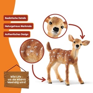 Figurina animale Schleich WILD Life Vitel alb cu pete 5 x 2 x 5 cm - Img 3