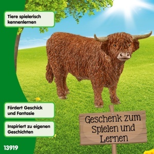 Figurina Bovine Schleich Hochland Bulle 13919, 14 x 6 x 8 cm, Detaliu Realist - Img 6