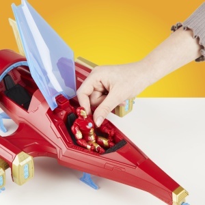 Figurina de actiune Iron Man cu jet de batalie - Hasbro, 10 cm, rosu - Img 2