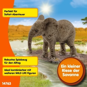 Figurina Elefant Baby Schleich WILD Life 4 x 7 x 6 cm, Detaliu Realist - Img 3