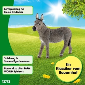 Figurina Esel Schleich Farm World 4 x 9 x 10 cm, detaliu realist - Img 3