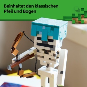 Figurina LEGO Minecraft Das Skelett 29 cm, 502 piese, cu diamanthelm - Img 5