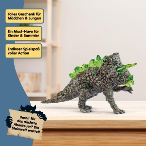 Figurina schleich ELDRADOR Steintriceratops, 7 x 17 x 10 cm, 3 hornuri cristal - Img 7