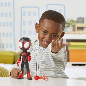 Figurina Spider-Man Miles Morales, 22,5 cm, Jucarie pentru copii, Culoare RosuAlbastru - Img 6