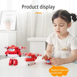 Figurina Transformabila Super Wings Jett Supercharged si Super Pet 14 cm Rosu - Img 4