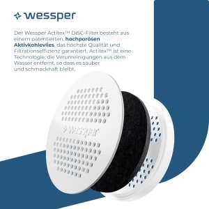 Filtru cu disc Wessper pentru sticle si ulcioare, filtru pentru sticle de apa cu carbune activ, reducerea clorului si a metalelor greleInlocuitor pentru sticle si carafe Brita Microdisc - 6 bucati - Img 4