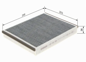 Filtru de interior BOSCH 1987432598 cu activ carbon, 250mm x 202mm x 36mm - Img 2