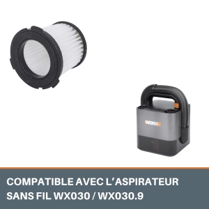 Filtru HEPA pentru aspirator WORX WX030, set 2 bucati, alb, compatibil CubeVac - Img 2