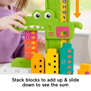 Fisher-Price JCT13 Jucarie Educativa pentru Copii Krokodil cu Numere si Blocuri Stivuibile - Img 4