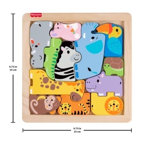 Fisher-Price JFG10 Puzzle din Lemn 2-in-1 pentru Copii Sortare Forme si Joc Creativ 13 Piese - Img 6