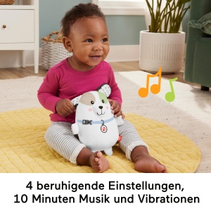 Fisher-Price Slumber Doggy Music Box - Generator portabil de sunet moale de plus cu muzica linistitoare in timpul calatoriei, 4 setari de redare, se poate spala la masina, de la 3 luni si peste, HTJ68 - Img 3