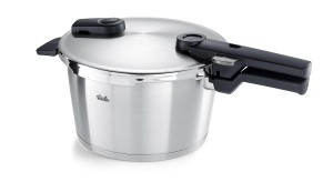 Fissler Vitaquick Premium/Oala sub presiune (4,5 L, O 22 cm) Oala sub presiune din otel inoxidabil, 2 niveluri de gatit, fabricat in Germania - Inductie - Img 2