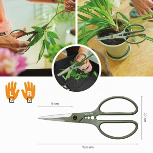Foarfeca de gradina Fiskars Urban Plant Care, 18.8 cm, din otel inoxidabil reciclat, verdenegru - Img 2