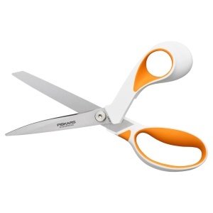 Foarfeca de taiat Fiskars RazorEdge, 23 cm, pentru stofe, AlbPortocalie - Img 4