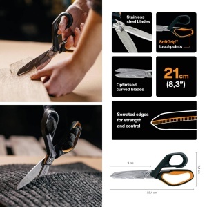 Foarfeca Fiskars PowerArc 1027204 21 cm NegruPortocaliu Otel inoxidabil Maner ergonomic - Img 2
