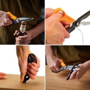 Foarfeca multifunctionala Fiskars Cuts More 1000809 23 cm lame detasabile acoperire titan negruportocaliu - Img 4