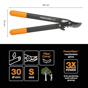 Foarfeca pentru crengi Fiskars PowerGear II L72 46 cm NegruPortocaliu Antiaderenta - Img 3
