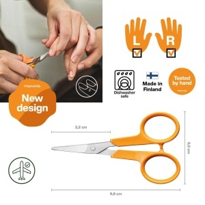 Foarfeca pentru unghii Fiskars Classic 10 cm, cu maner ergonomic, otel inoxidabil, portocalie - Img 2