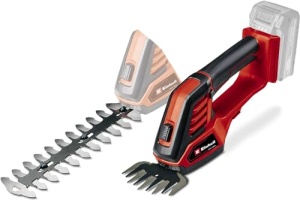 Foarfece cu fir pentru iarba si arbusti cu acumulator Einhell GE-CG 18/100 Li-Solo Power X-Change (Li-Ion, 18 V, lama de taiere a lamei de forfecare pentru iarba 100 mm, lama de forfecare pentru arbusti 200 mm, fara baterie si incarcator)