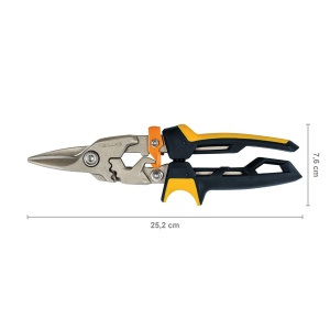 Foarfece de tabla Fiskars, taiere dreapta, cu pana la 40% mai multa forta, lungime 25 cm, otel/plastic, negru/portocaliu, PowerGear, 1027207 - Img 8