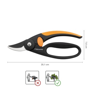 Foarfece de taiere Fiskars Bypass pentru ramuri si crengute proaspete, cu acoperire antiaderenta, lame din otel de inalta calitate, lungime: 20 cm, negru/portocaliu, eleganta, P44, 1001534 - Img 7