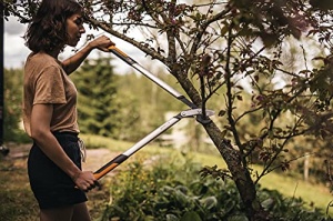 Foarfece de taiere Fiskars PowerGear X Bypass Gear pentru lemn proaspat, acoperit antiaderent, otel de precizie calit, lungime: 80 cm, negru/portocaliu, LX98-L, 1020188 - Img 14