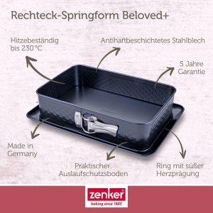 Forma de copt dreptunghiulara Zenker 28 x 18 cm, PFAS-free, cu model in forma de inima - Img 3
