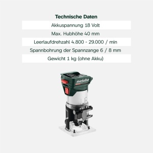Freza de margine Metabo FMV 18 LTX BL 8, Motor Brushless, 68 mm - Img 4