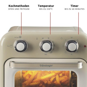 Friteuza cu aer cald Ariete Vintage 4632, 16 L, 1400W, Bej - Img 4