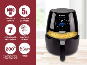 Friteuza cu aer cald Beper P101FRI050, 5 litri, 7 programe, Negru - Img 2