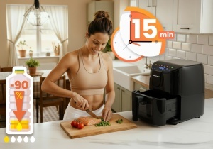 Friteuza cu aer cald Berdsen 4L, 1500W, 8 programe, touchscreen - Img 8