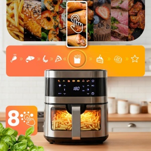 Friteuza cu aer cald Berdsen XXL 9,1L 1700W cu touchscreen si fereastra vizibila - Img 8
