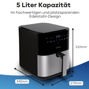 Friteuza cu aer cald Bomann FR 6069 H CB - 5L, 1450W, inox - Img 7