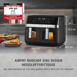 Friteuza cu aer cald CASO AirFry DuoChef, 14L, 10 programe, 2 camere - Img 2