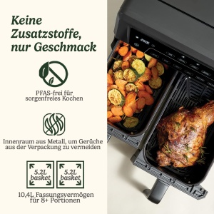 Friteuza cu aer cald Cuisinart XXL 10.4L, 2400W, 2 camere de 5.2L - Img 2