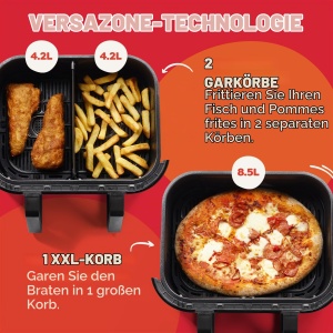Friteuza cu aer cald Instant Pot Versazone Dual, 8,5 l, negru, 8 in 1 - Img 6