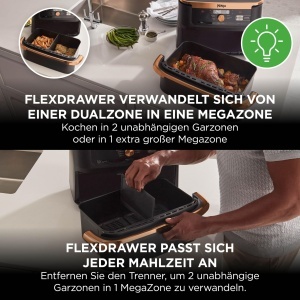 Friteuza cu aer cald Ninja Foodi FlexDrawer, 10.4L, Dual Zone, NegruCupru - Img 2