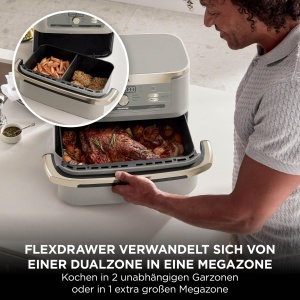 Friteuza cu aer cald Ninja Foodi FlexDrawer, 10.4L, Dual Zone, Stone Gold - Img 2