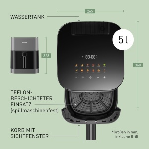 Friteuza cu aer cald Panasonic NF-CC500 5L 11 programe abur suplimentar gri mat - Img 12